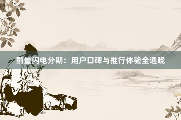 酌量闪电分期：用户口碑与推行体验全通晓